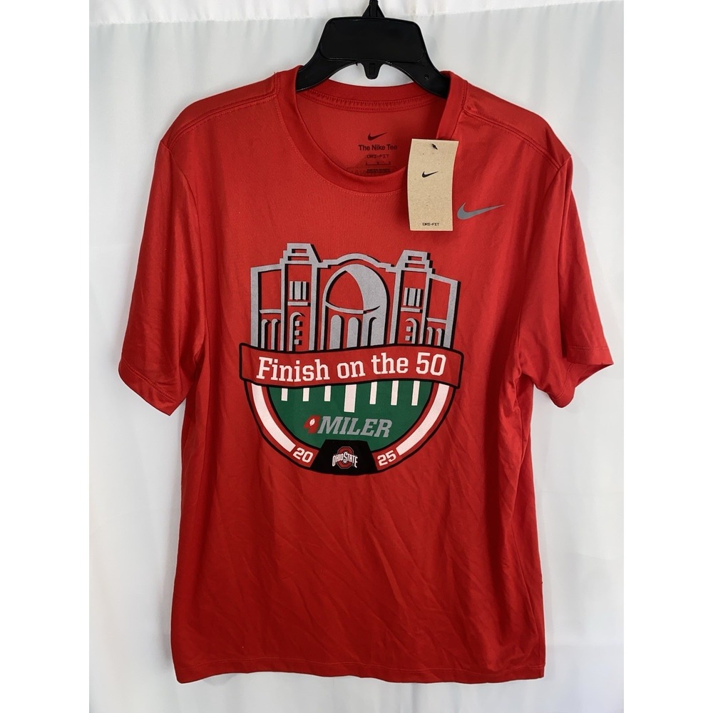 NWT Nike Ohio State 4 Miler Shirt Men's Large Red Dri-Fit Race Tee Buckeyes